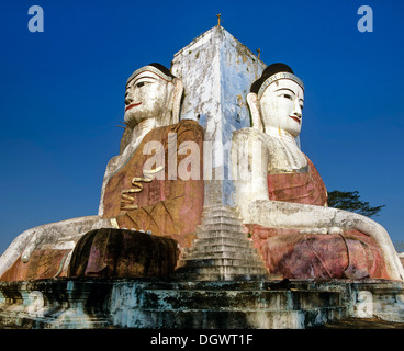 Zwei große sitzende Buddhas, Kyaikpun-Pagode, Kyaik Wortspiel Paya, Bago, Bago Region, Myanmar, Burma Stockfoto