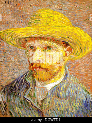 Selbstbildnis mit Strohhut von Vincent Van Gogh 1887 Stockfoto