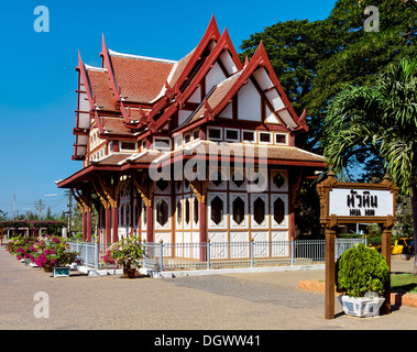 Royal Pavillon am Bahnhof von Hua Hin, Hua Hin, Prachuap Khiri Khan Province, Zentral-Thailand, Thailand Stockfoto