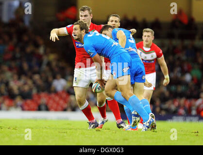 Cardiff, Wales. 26. Oktober 2013. Josh Mantellato (Italien und Newcastle Knights) in Aktion während der Rugby League World Cup-Spiel zwischen Wales und Italien aus dem Millennium Stadium. Bildnachweis: Aktion Plus Sport/Alamy Live-Nachrichten Stockfoto