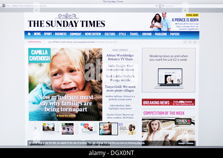 Der Sunday Times Online-News-Website auf dem Computerbildschirm Stockfoto