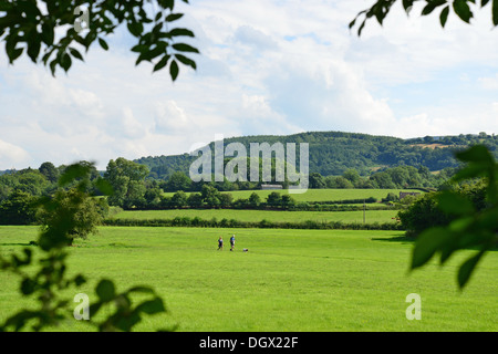 Landschaftsbild von Hay-on-Wye Parkplatz, Brecon Beacons National Park, Powys, Wales, Vereinigtes Königreich Stockfoto