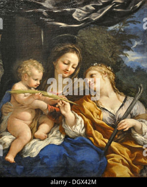 Madonna mit Kind und Heiligen Martina - von Pietro da Cortona, 1645 Stockfoto