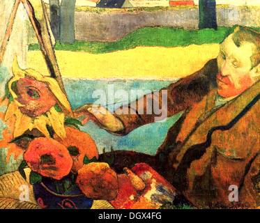 Der Maler der Sonnenblumen: Porträt von Vincent Van Gogh - von Paul Gauguin, 1888 Stockfoto