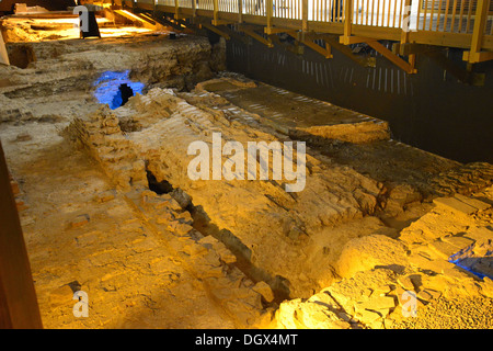 Ausgrabungen in Caerleon Roman Fortress Baths, Caerleon, City of Newport (Casnewydd), Wales (Cymru), Großbritannien Stockfoto