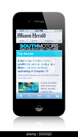 iPhone Bildschirm zeigt Website für Miami Herald newspaper Stockfoto