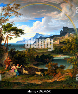 Heroische Landschaft mit Regenbogen - von Joseph Anton Koch, 1824 Stockfoto