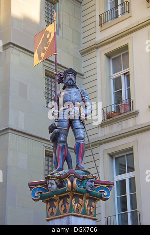 Abbildung auf Brunnen in Bern, Schweiz Stockfoto