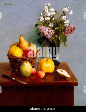 Stillleben mit Blumen und Früchten - von Henri Fantin-Latour, 1866 Stockfoto