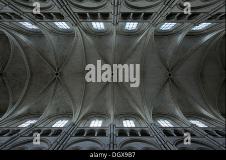 Gewölbte Decke, Kathedrale Notre-Dame, Reims, Frankreich Stockfoto