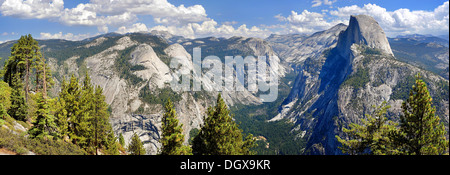 Glacier Point mit Blick auf Yosemite Tal mit den Half Dome, Clacier Punkt, Yosemite-Nationalpark, Kalifornien, USA Stockfoto