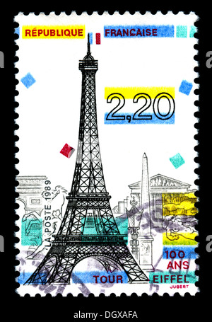 Darstellung der Eiffelturm in Paris Frankreich-Briefmarke Stockfoto