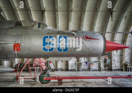 MIG-21 SMT Flugzeuge, eine relativ seltene Version in Deutschland, im Jahr 1993 durch die sowjetischen Luftstreitkräfte während ihren Rückzug zurückgelassen, Stockfoto