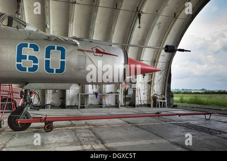 MIG-21 SMT Flugzeuge, eine relativ seltene Version in Deutschland, im Jahr 1993 durch die sowjetischen Luftstreitkräfte während ihren Rückzug zurückgelassen, Stockfoto