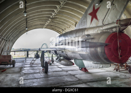 MIG-21 SMT Flugzeuge, eine relativ seltene Version in Deutschland, im Jahr 1993 durch die sowjetischen Luftstreitkräfte während ihren Rückzug zurückgelassen, Stockfoto