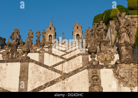 Bom Jesus do Monte Wallfahrtskirche, barocke Treppe, Braga, Minho, Portugal Stockfoto