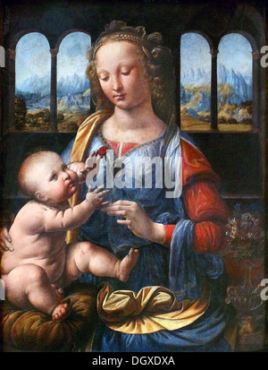 Madonna mit der Nelke - von Leonardo da Vinci, 1480 Stockfoto