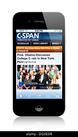 iPhone Bildschirm zeigt C-SPAN-Webseite Stockfoto