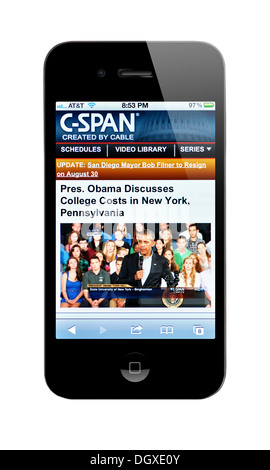 iPhone Bildschirm zeigt C-SPAN-Webseite Stockfoto