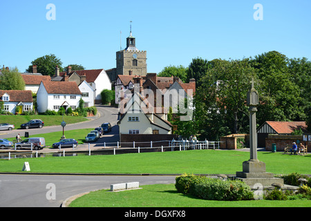 Village Green und Teich, Finchingfield, Essex, England, Großbritannien Stockfoto