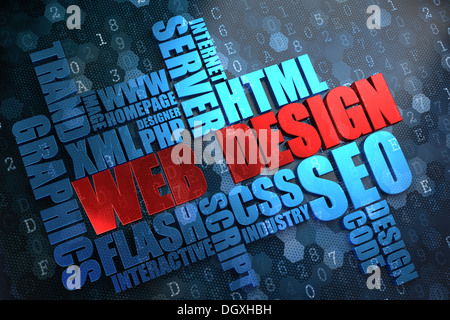 Web-Design. WordCloud Konzept. Stockfoto