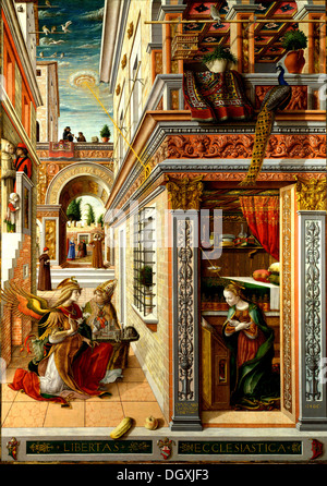 Carlo Crivelli - Verkündigung mit Saint Emidius, 1486 Stockfoto