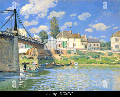 Die Brücke bei Villeneuve-la-Garenne - von Alfred Sisley, 1872 Stockfoto