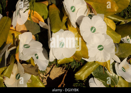 Weißen Mohn Kranz symbolisiert Frieden und Pazifismus UK Stockfoto