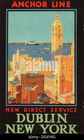 Anker-Linie Ad Vintage Reise-Plakat, 1936 - nur zur redaktionellen Verwendung. Stockfoto