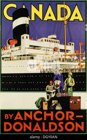 Anker-Linie Ad Vintage Reise-Plakat, 1928 - nur zur redaktionellen Verwendung. Stockfoto