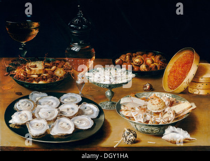 Osias Beert, Gerichte mit Austern, Obst und Wein 1620-1625 Öl auf Holz. National Gallery of Art, Washington, D.C. Stockfoto
