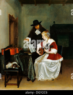 Gerard Ter Borch, die Musikstunde. Ca. 1668. Öl auf Leinwand. Das J. Paul Getty Museum Stockfoto