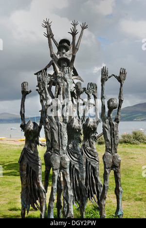 Bronze-Denkmal "Flucht der Grafen" zum Gedenken an die Flucht des katholischen Adels aus Irland im Jahre 1608, Rathmullan Stockfoto