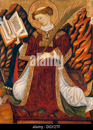 Bonanat Zaortiga in Zaragoza - Saint Lawrence dokumentiert. 15. Jahrhundert. Tempera auf Holz. Stockfoto