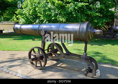 Russische Kanone vom Krimkrieg, Palace grün, Ely, Cambridgeshire, England, Vereinigtes Königreich Stockfoto