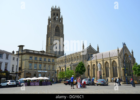 St Botolph Kirche (Boston Stump) aus dem Market Place, Boston, Lincolnshire, England, Vereinigtes Königreich Stockfoto