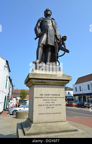 Sir John Franklin Statue, Cornhill, Spilsby, Lincolnshire, England, Vereinigtes Königreich Stockfoto