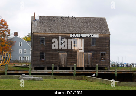 Alten Sail Loft, Teil von Salem Maritime National Historic Site, Salem, Massachusetts, USA. Stockfoto