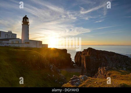 Rua Reidh Lighthouse, Sunset, Melvaig, Gairloch, Wester Ross, Schottland, Vereinigtes Königreich, Europa Stockfoto