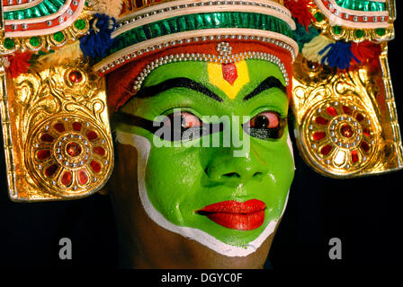 Thullal Spieler, Kottayam, Kerala, Südindien, Indien, Asien Stockfoto