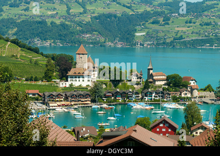 Spiez und den Thunersee, Schweiz Stockfoto