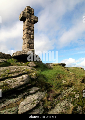 Widgery Cross (manchmal genannt Jubilee überqueren) auf Brat Tor, Dartmoor in der Nähe des Dorfes Lydford, Devon. Stockfoto
