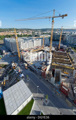 Krane, Großbaustelle, Stuttgart-21-Gelände, Stuttgart, Baden-Württemberg Stockfoto