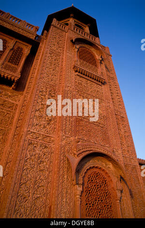 Sandsteinfassade, Heritage Hotel oder Laxmi Niwas Palace Hotel, Bikaner, Rajasthan, Indien, Indien, Nordasien Stockfoto