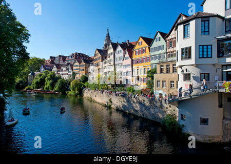 Neckarfront, historischen Häuser am Fluss Neckar, Tübingen, Baden-Württemberg Stockfoto