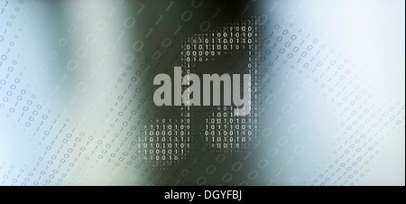 Musiknote im Binärcode Farbverlauf im Hintergrund Stockfoto