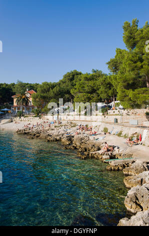 Strand des Campingplatzes Cikat, Mali Losinj, Losinj Insel, Adria, Kvarner Bucht, Kroatien, Europa Stockfoto