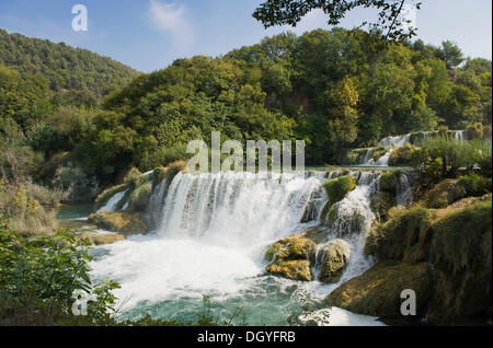 Wasserfälle im Nationalpark Krka, Skradin, Sibenik-Knin, Dalmatien, Kroatien, Europa Stockfoto