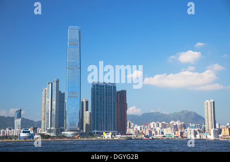 Ansicht des International Commerce Centre (ICC) und West Kowloon, Hong Kong Stockfoto