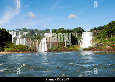 Iguazu Wasserfälle, Flussufer auf der argentinischen Seite Fluss Iguazu, Argentinien, Südamerika Stockfoto